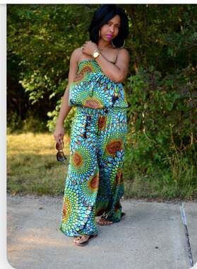 Arden B. Strapless African/Boho Print Jumpsuit Size L